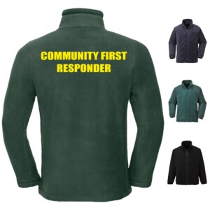 Yellow text community first responder medical fleece