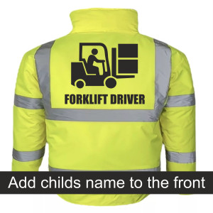 FORKLIFT DRIVER FLUORESCENT KIDS YELLOW BOMBER JACKET