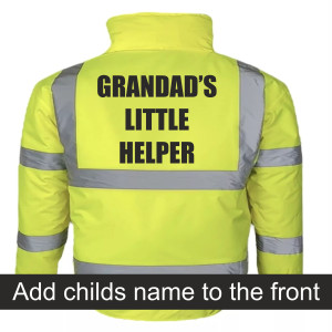 GRANDADS LITTLE HELPER FLUORESCENT KIDS YELLOW BOMBER JACKET