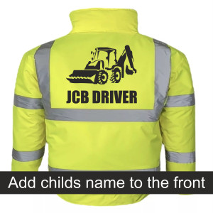JCB DRIVER FLUORESCENT KIDS YELLOW BOMBER JACKET