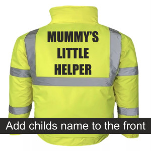 MUMMYS LITTLE HELPER FLUORESCENT KIDS YELLOW BOMBER JACKET