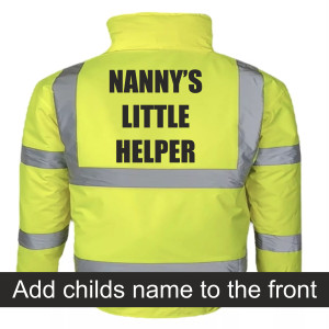 NANNYS LITTLE HELPER FLUORESCENT KIDS YELLOW BOMBER JACKET