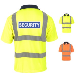 Security blue badge polo hi vis shirt
