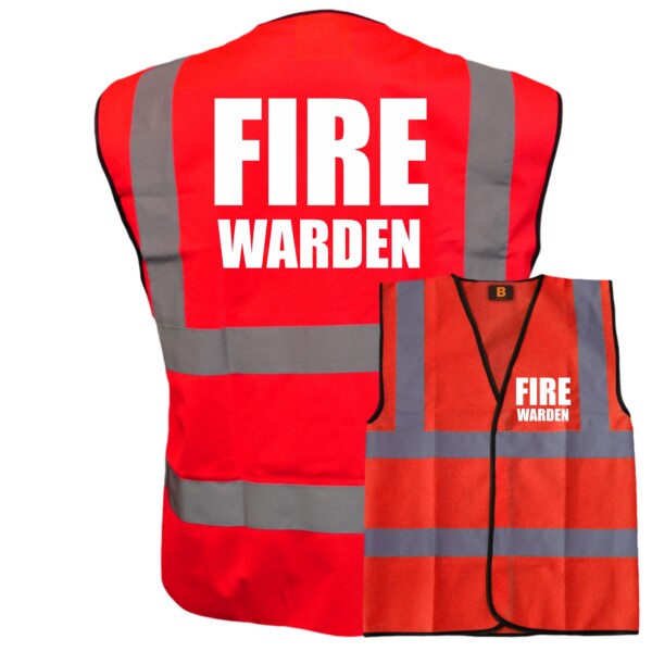 Fire warden big text red hi vis vest