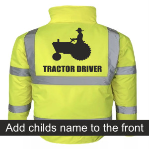 TRACTOR DRIVER FLUORESCENT KIDS YELLOW BOMBER JACKET
