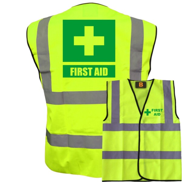 First aid big printed yellow medical hi vis vest