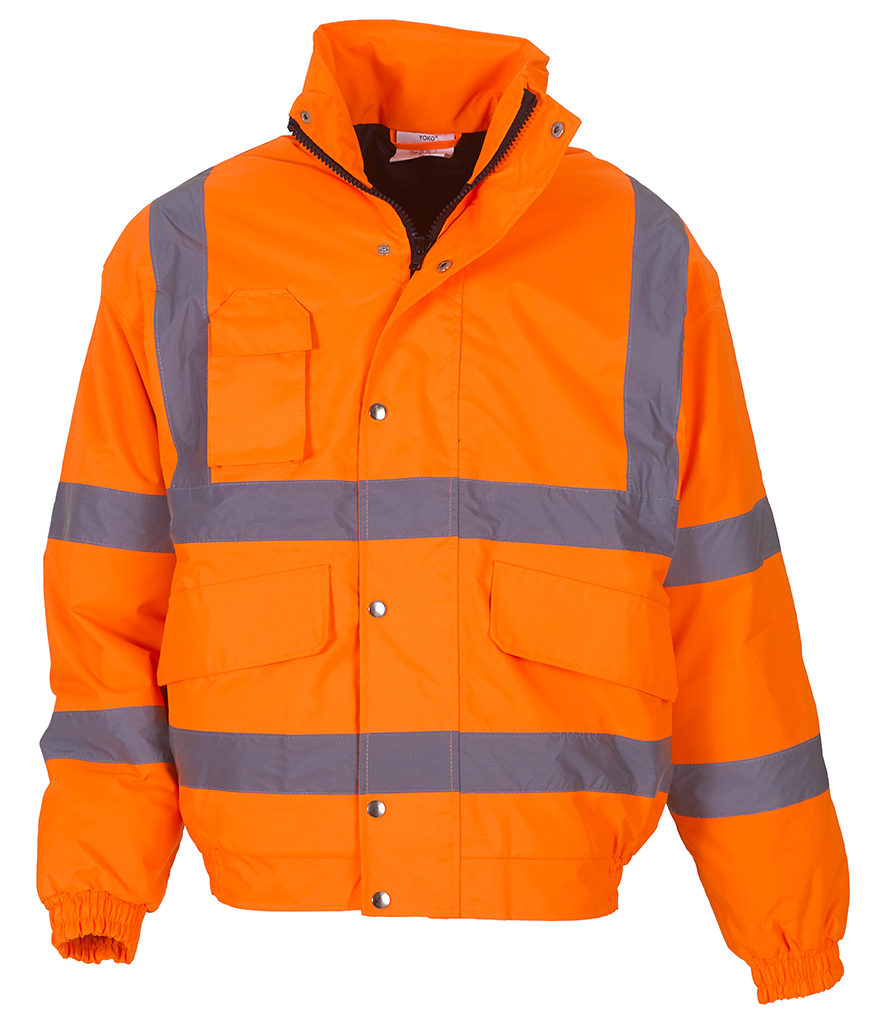 Hi-Vis Insulated Bomber Jacket | Reflective Safety Work Jacket | Waterproof Polyester | Sizes S-2XL