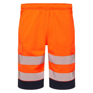 Hi-Vis Eco CottonCool 2 Tone Shorts, 2 Colour Options - Orange, XL
