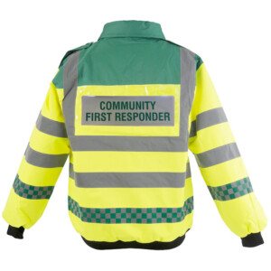 Bomber jacket community first responder badge hi vis paramedic coat