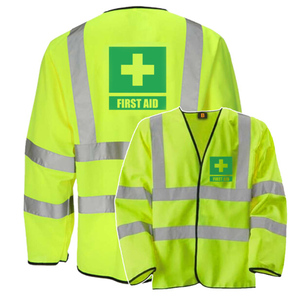 First aid big yellow long sleeve hi vis vest