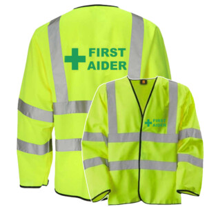 First aider yellow hi vis long sleeve vest