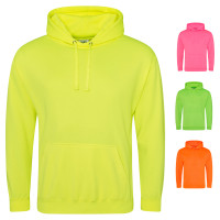 URBAN BUCK Mens Neon Hoodie - High Visibility Pink Pullover, Lightweight Fleece, UPF 50+ Sun Protection