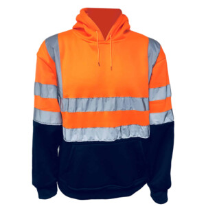Orange & navy hi vis pullover hoodie