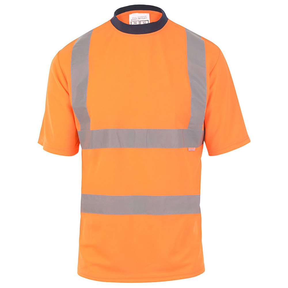 Hi-Vis Yellow T-Shirt - Moisture Wicking Safety Shirt With Reflective Stripes