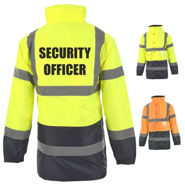 Security officer parka two tone hi vis jacket