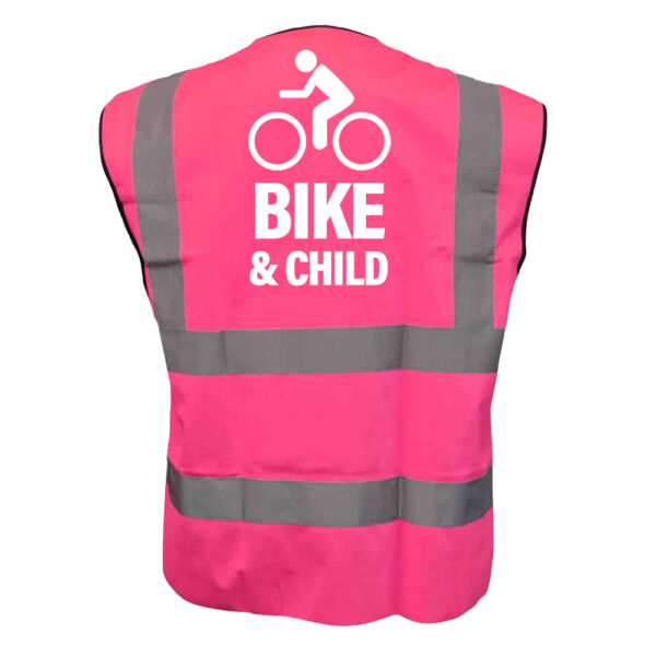 Bike & child pink hi vis vest