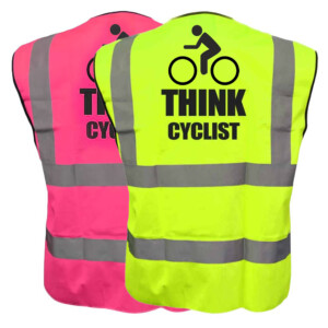 Think cyclist hi vis vest