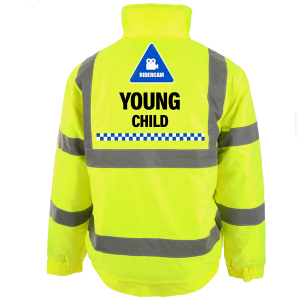 Ridercam young child yellow hi vis bomber jacket